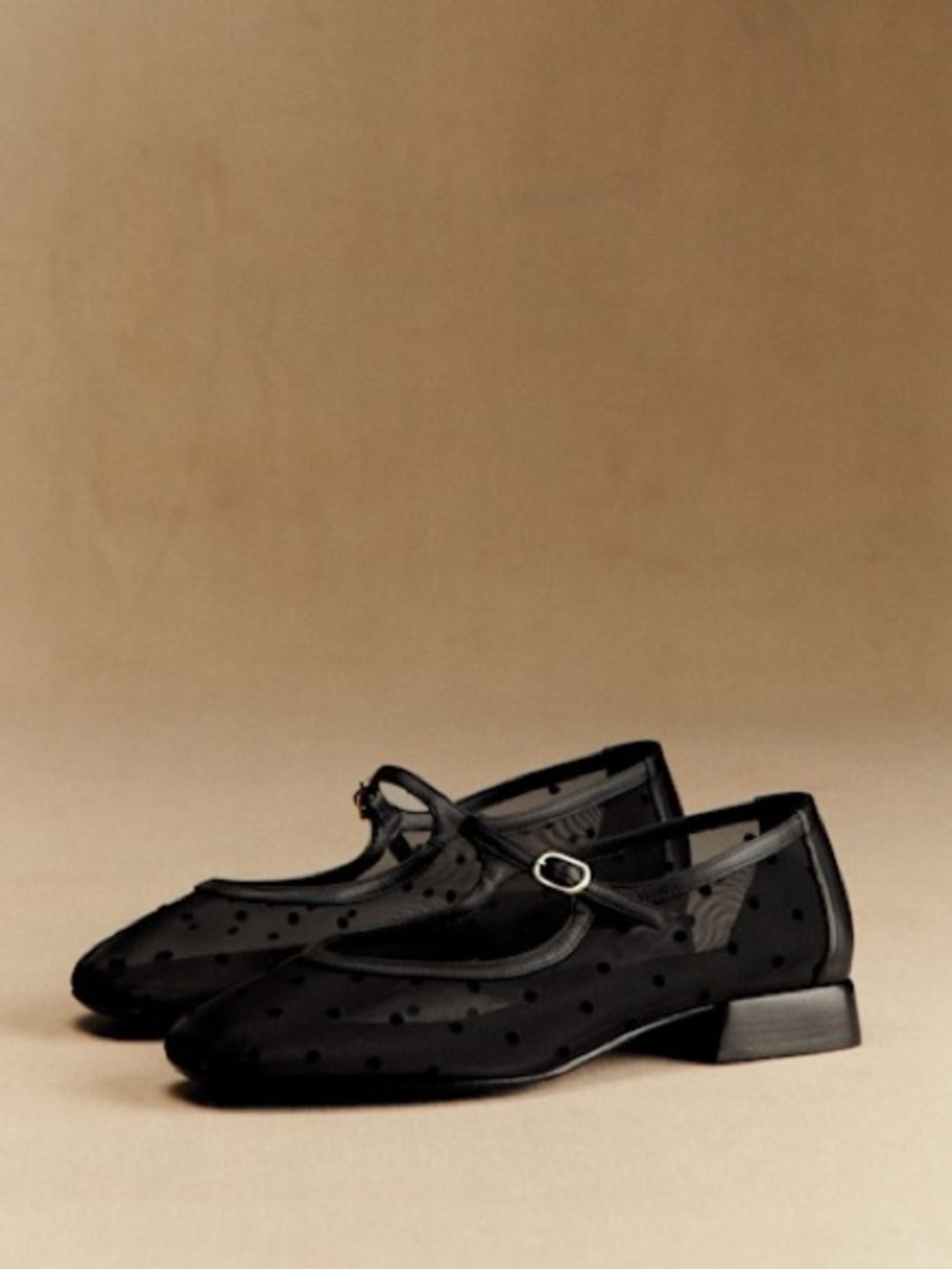 Sézane Aubane Low Babies in Black Mesh Plumetis FR 39 / US 8 - Picture 4 of 11